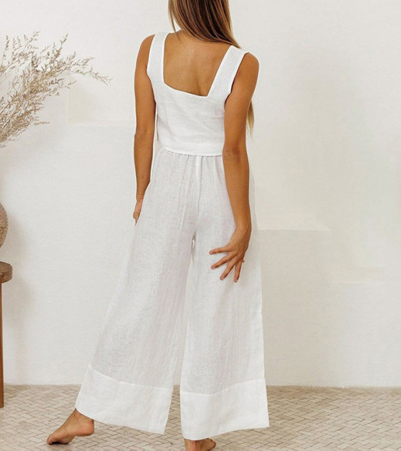 Megan™ - Minimalistyczny top i zestaw spodni z szerokimi nogawkami