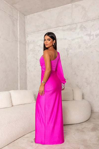 Alison - Elegancka Sukienka Maxi z Rozcięciem