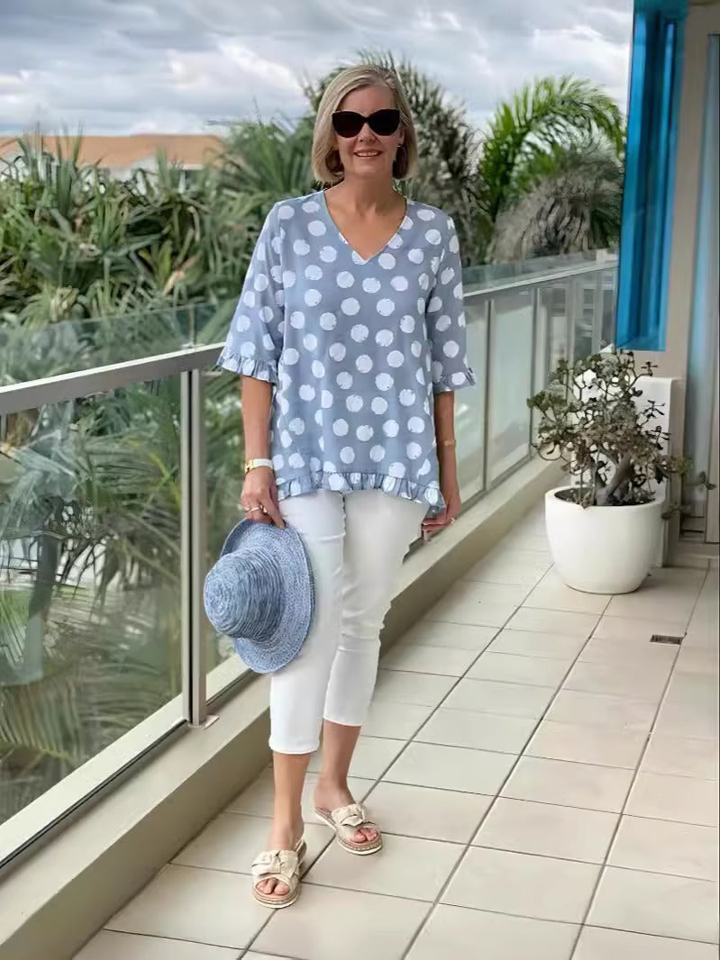 Chloe™ - Stylowa bluzka z dekoltem w szpic