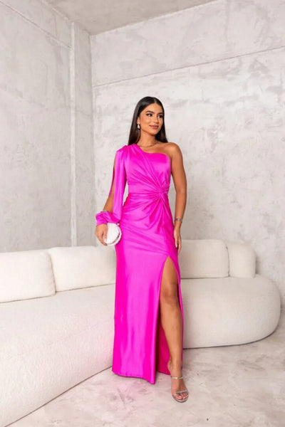 Alison - Elegancka Sukienka Maxi z Rozcięciem