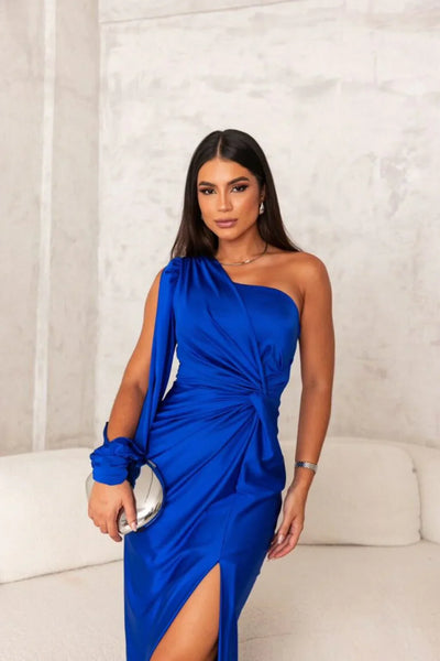 Alison - Elegancka Sukienka Maxi z Rozcięciem