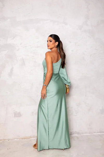 Alison - Elegancka Sukienka Maxi z Rozcięciem