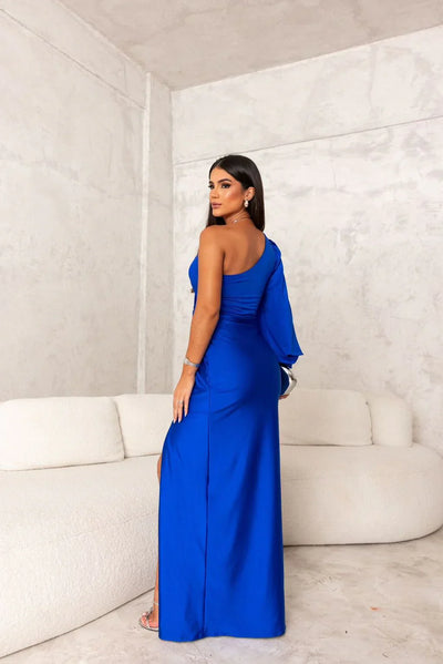 Alison - Elegancka Sukienka Maxi z Rozcięciem