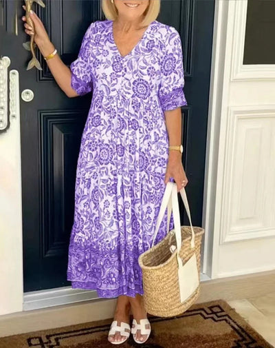 ARIANA™ - Elegancka Sukienka Kwiatowa z Dekoltem w Serek