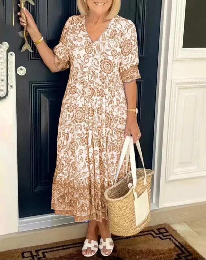 ARIANA™ - Elegancka Sukienka Kwiatowa z Dekoltem w Serek