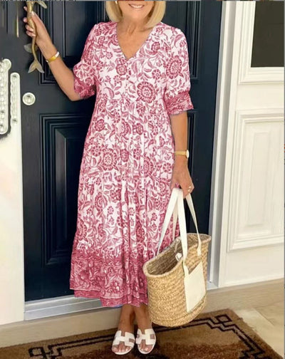 ARIANA™ - Elegancka Sukienka Kwiatowa z Dekoltem w Serek