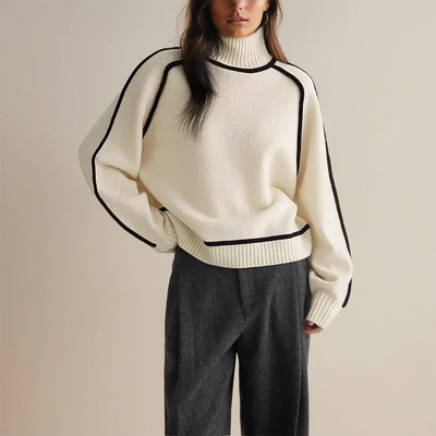 Amandine™ - Elegancki sweter z golfem i kołnierzykiem