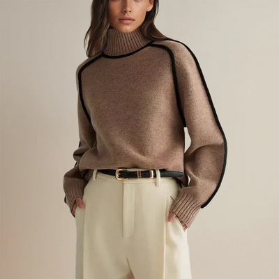 Amandine™ - Elegancki sweter z golfem i kołnierzykiem