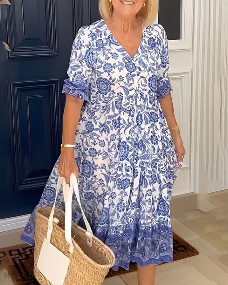 ARIANA™ - Elegancka Sukienka Kwiatowa z Dekoltem w Serek