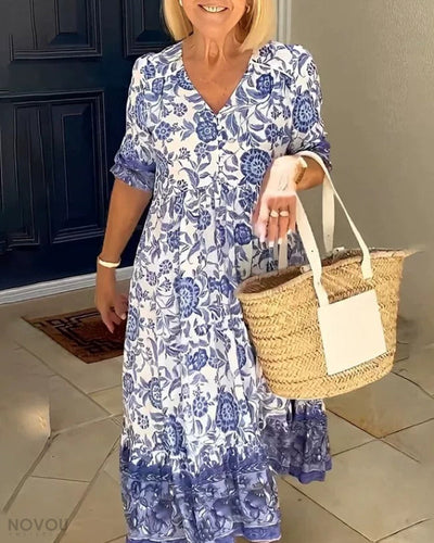 ARIANA™ - Elegancka Sukienka Kwiatowa z Dekoltem w Serek