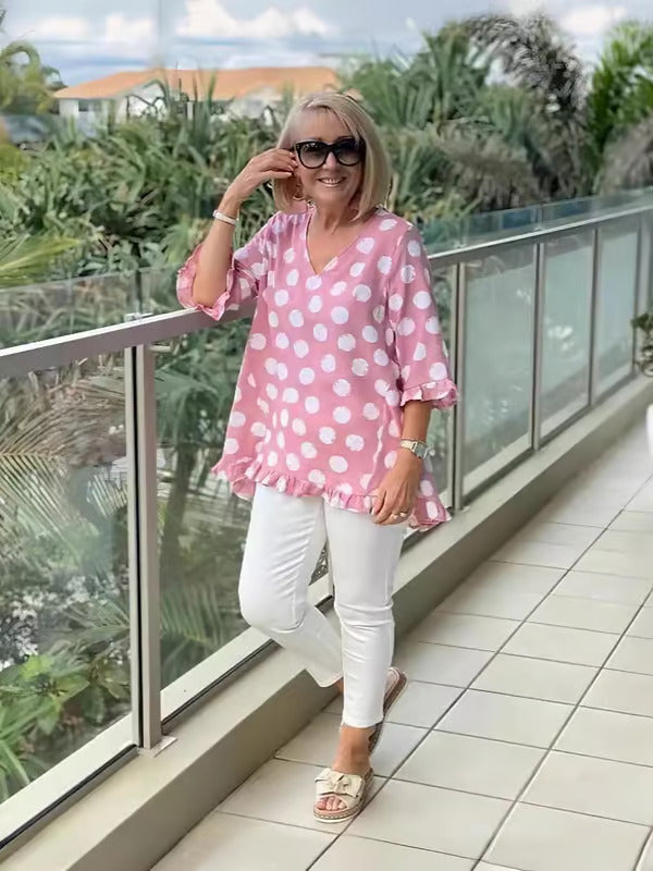 Chloe™ - Stylowa bluzka z dekoltem w szpic