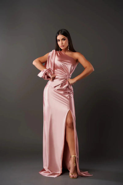 Alison - Elegancka Sukienka Maxi z Rozcięciem