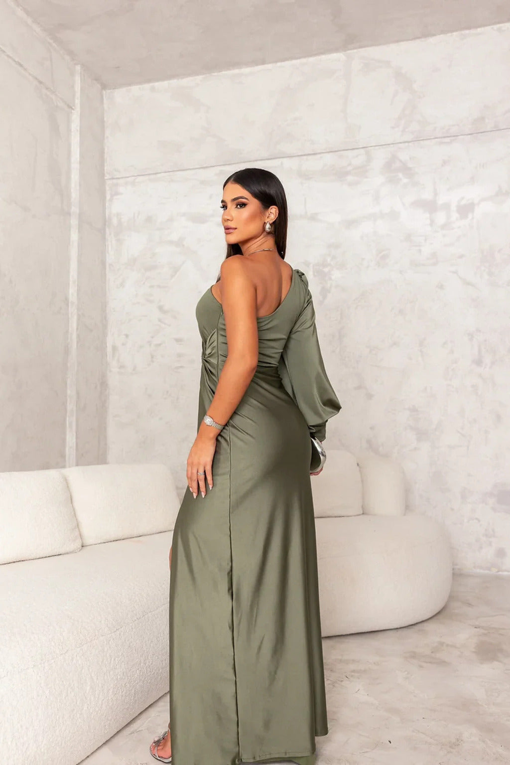 Alison - Elegancka Sukienka Maxi z Rozcięciem