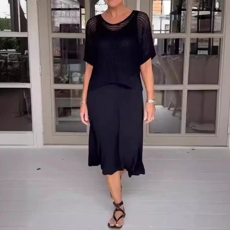 Alma™ - Elegancka 2-częściowa sukienka z ażurową górą